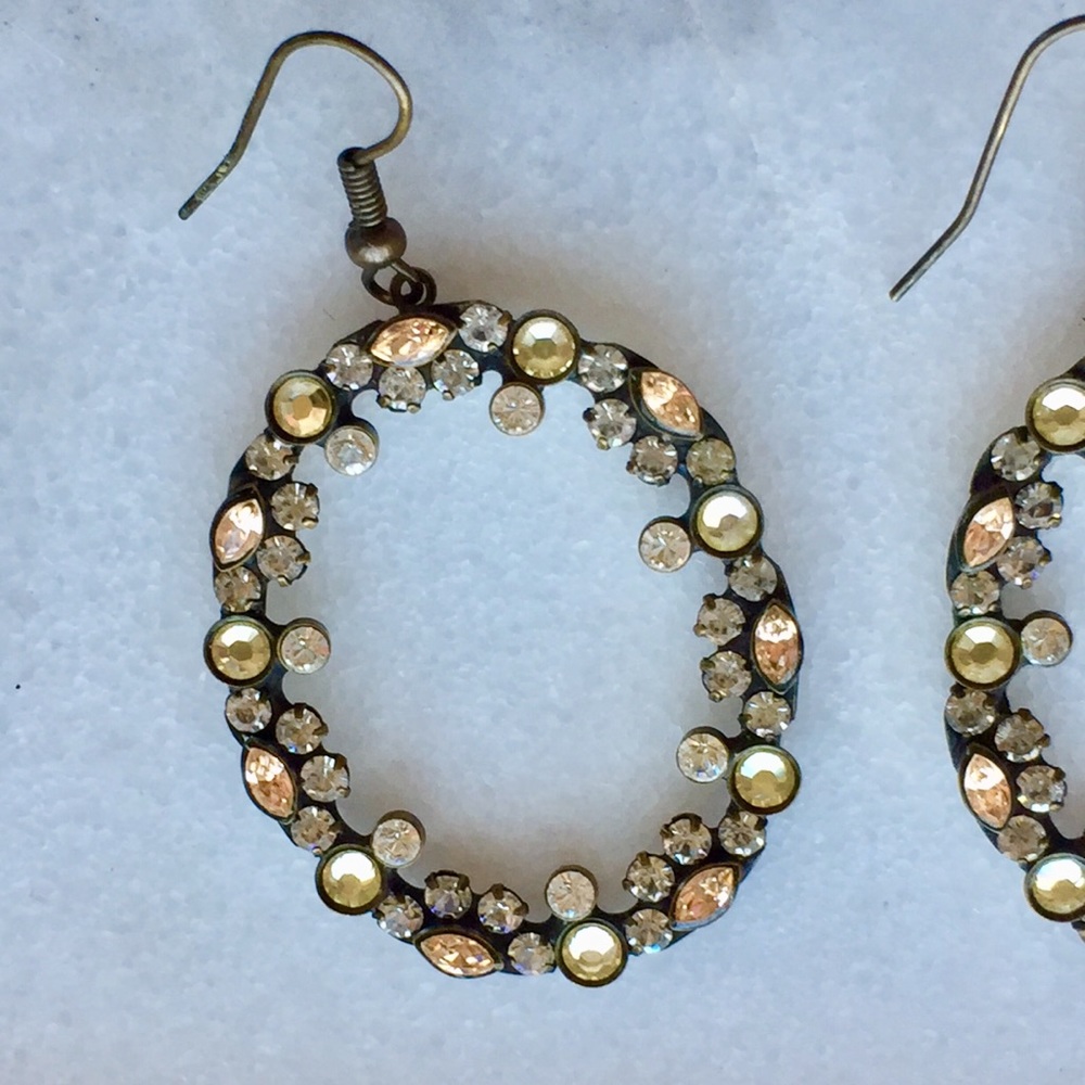 Vintage Sorelli Yellow Peach Gem Dangle Earrings